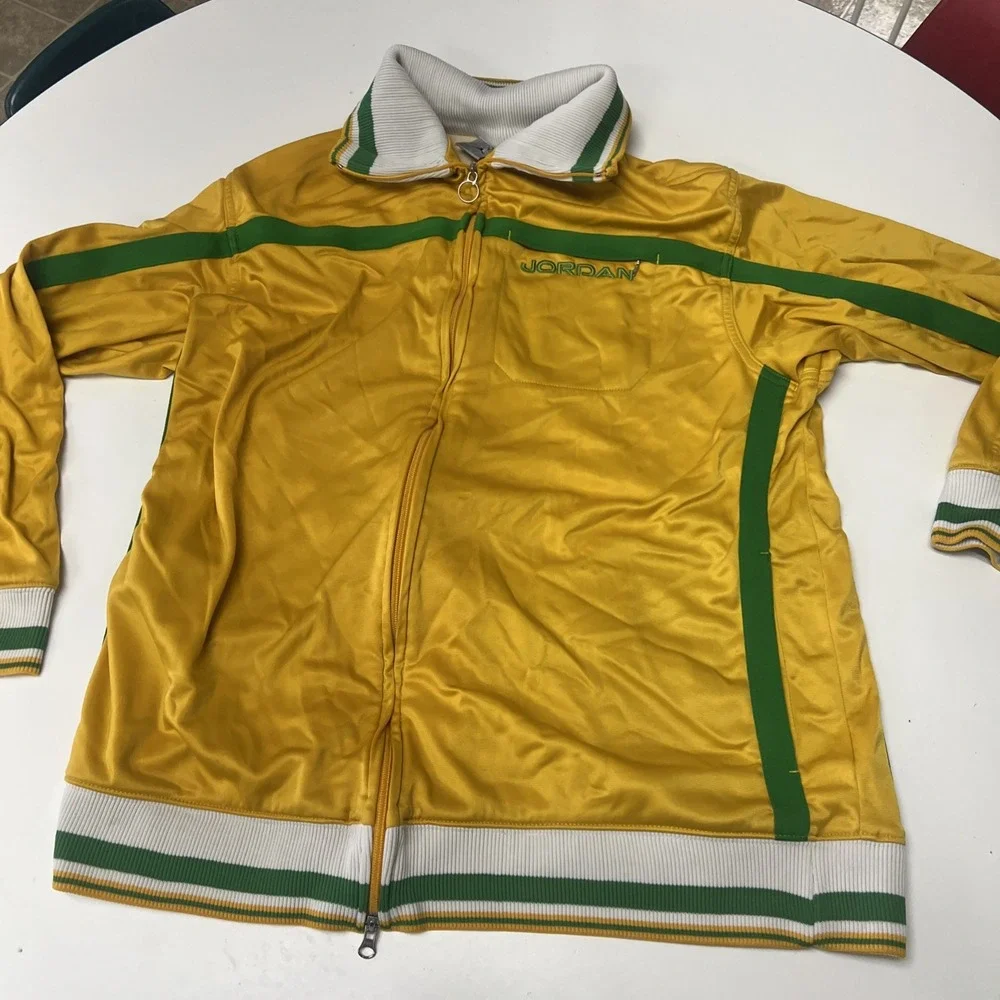 Nike Air Jordan Full Zip Long Sleeve Track Jacket Yellow with Green Men's Sz XXL